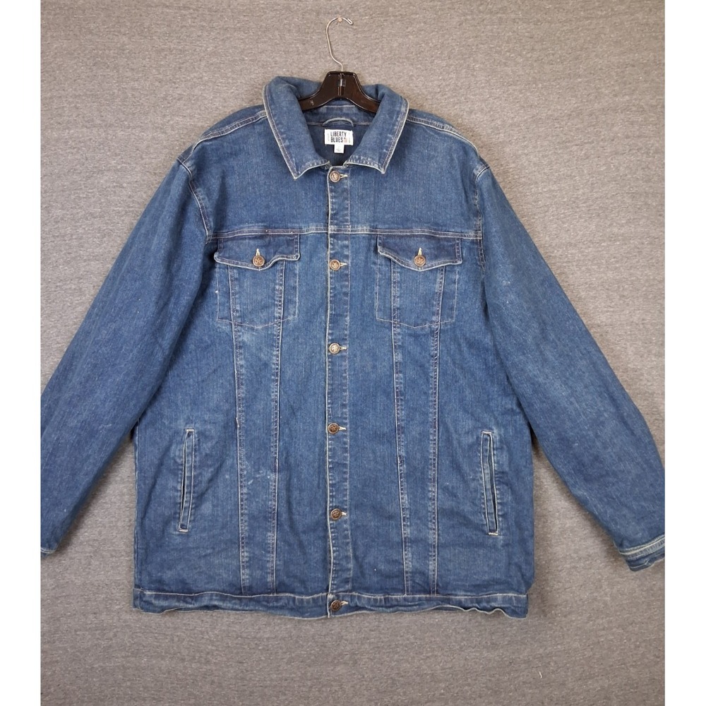 Liberty Blues Mens Jacket 2XL Tall Blue Denim Trucker 90s Style Biker Classic